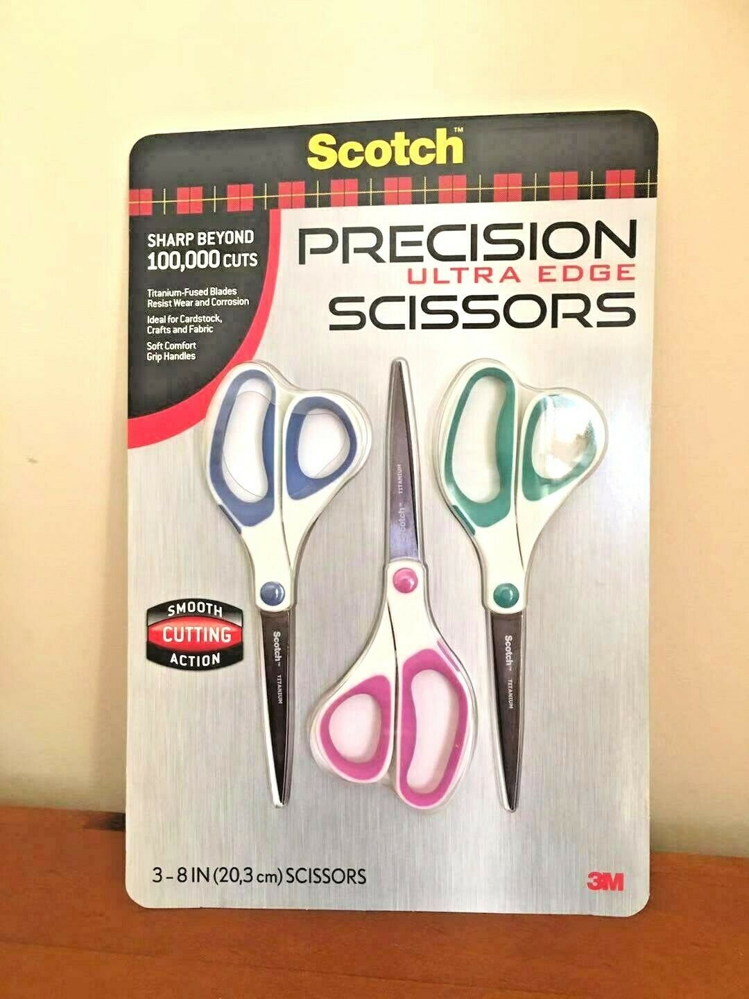 3pcs Scotch Precision Ultra Edge Scissors 3 per pack 8" NEW Mint and More